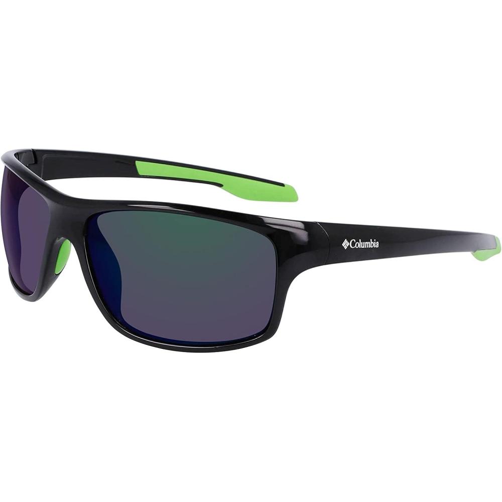 imageColumbia mens Burr Rectangular SunglassesShiny Black GreenGreen Mirror