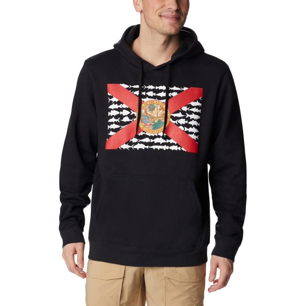 imageColumbia mens Pfg Fish Flag II HoodieBlackRed Spark Fl