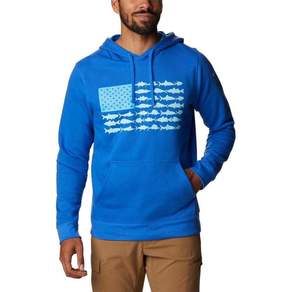 imageColumbia mens Pfg Fish Flag II HoodieBlue MacawGulf Stream Usa