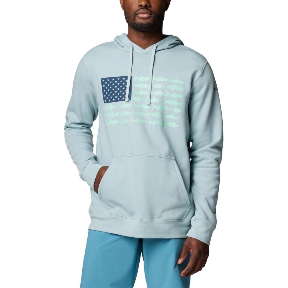 imageColumbia mens Pfg Fish Flag II HoodieCrushed BlueMint Cay Inshore Slam