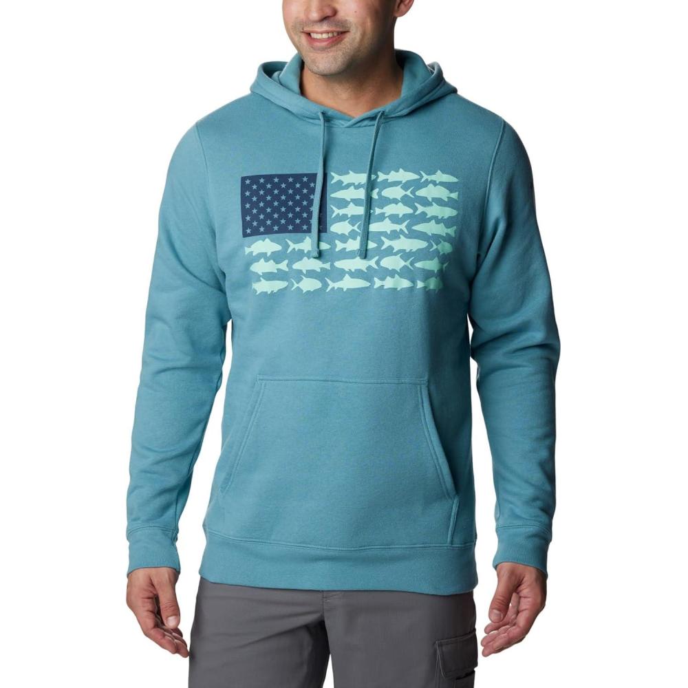 imageColumbia mens Pfg Fish Flag II HoodieTranquil TealMint Cay Inshore Fish
