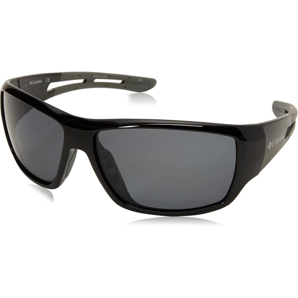 imageColumbia mens Utilizer Wrap SunglassesShiny Black WGrey Rubber Polarized