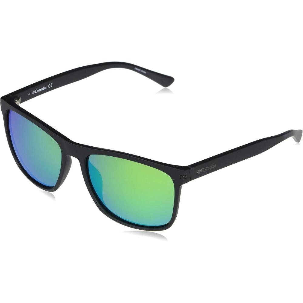 imageColumbia unisexadult Boulder Ridge Rectangular SunglassesMatte BlackGreen Polarized