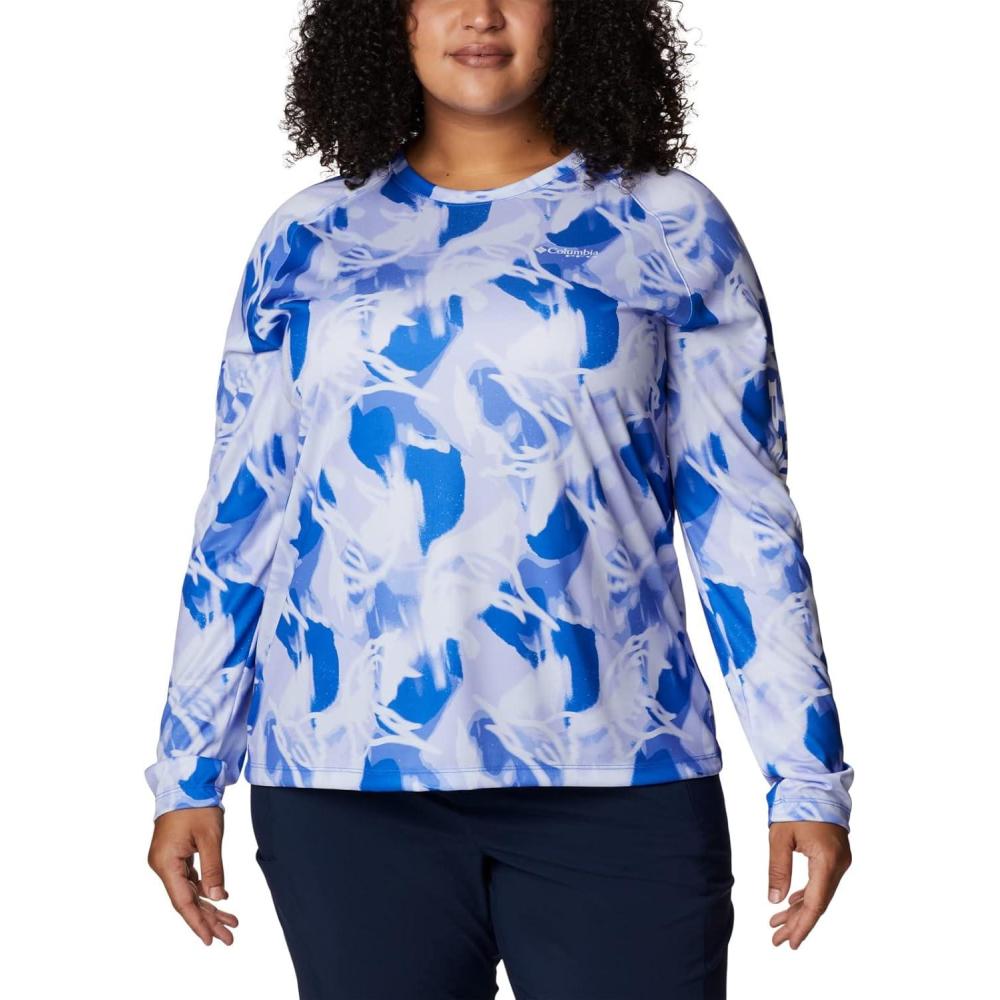 imageColumbia womens Super Tidal Tee Long SleeveBlue MacawAuroras Print