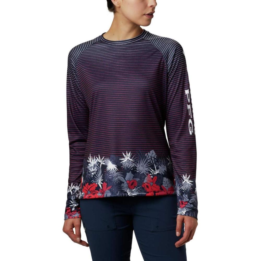 imageColumbia womens Super Tidal Tee Long SleeveCollegiate Navy Wild Stripes Print