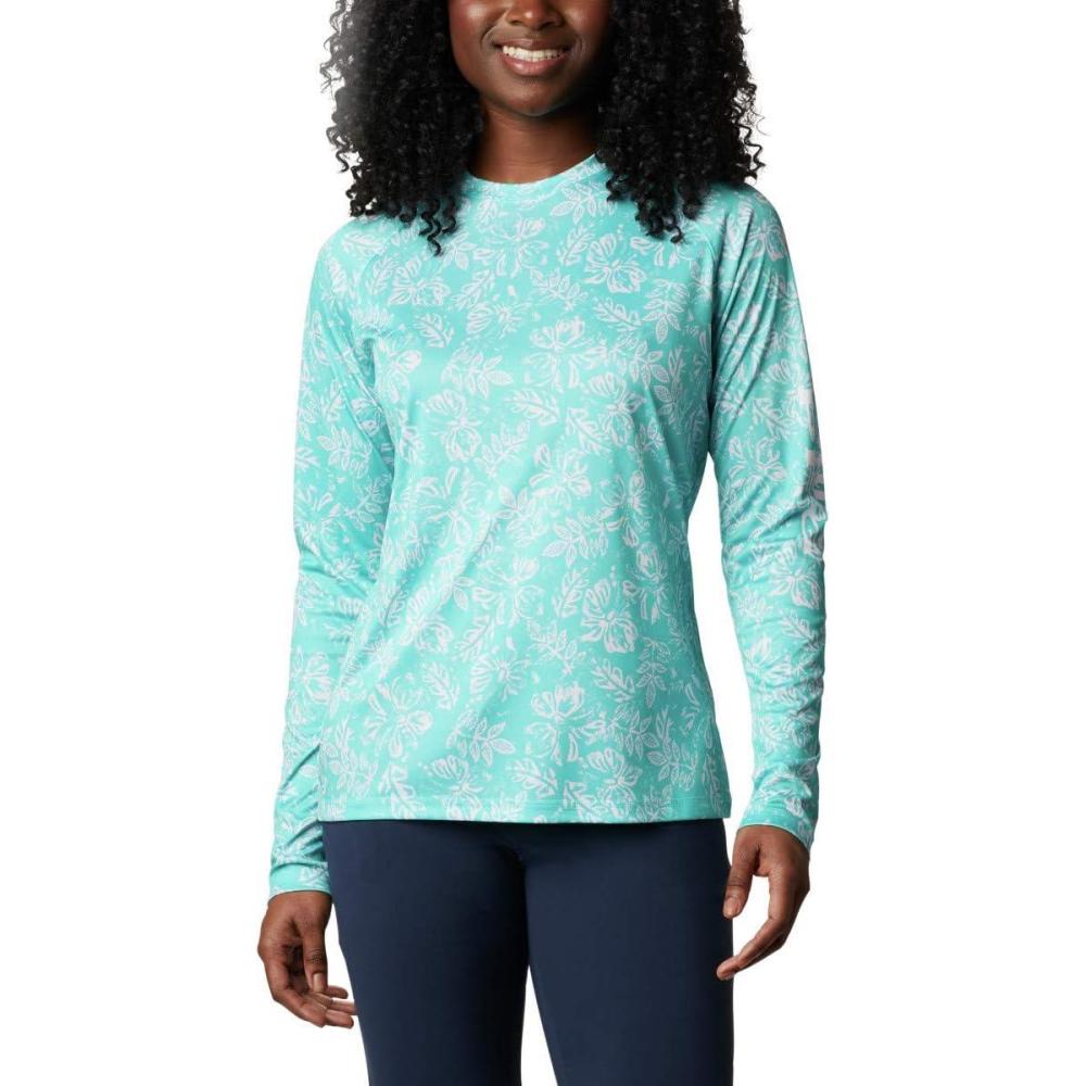 imageColumbia womens Super Tidal Tee Long SleeveDolphin Archive Palms Print