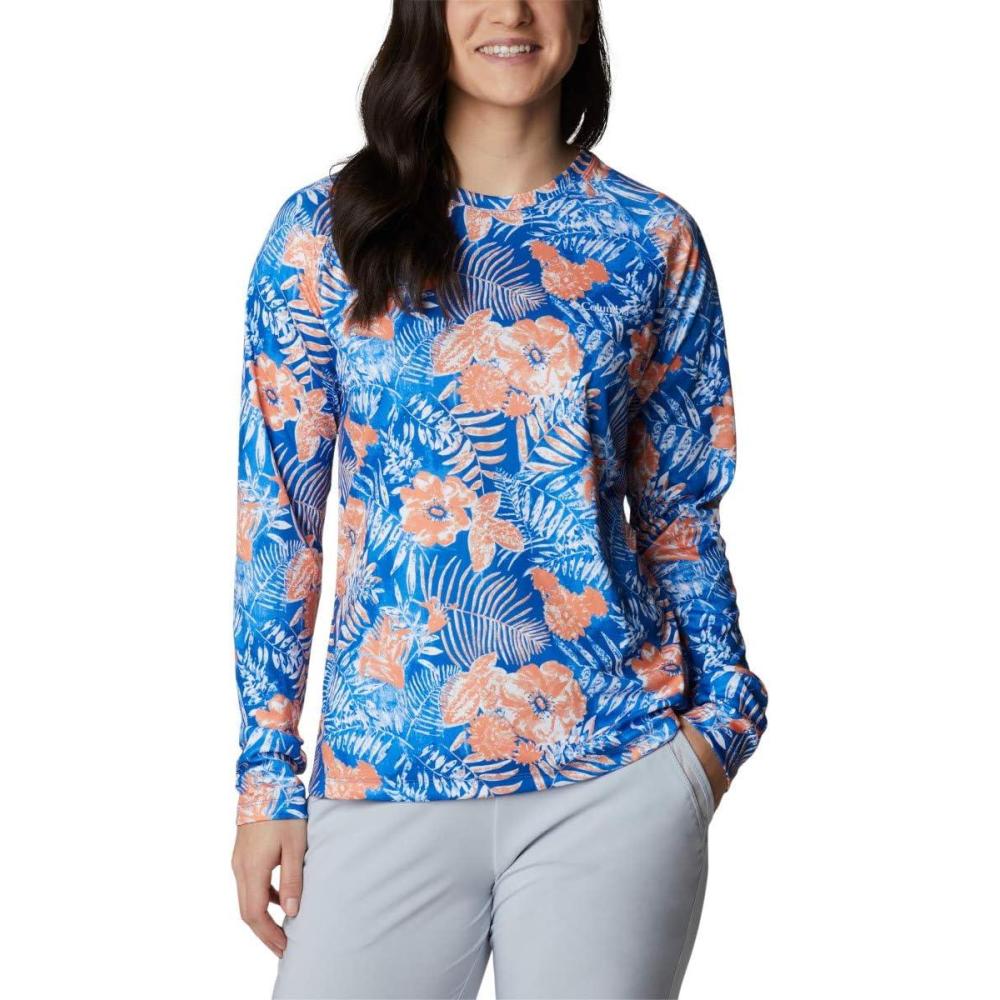 imageColumbia womens Super Tidal Tee Long SleeveHarbor Blue Batik Floral Print