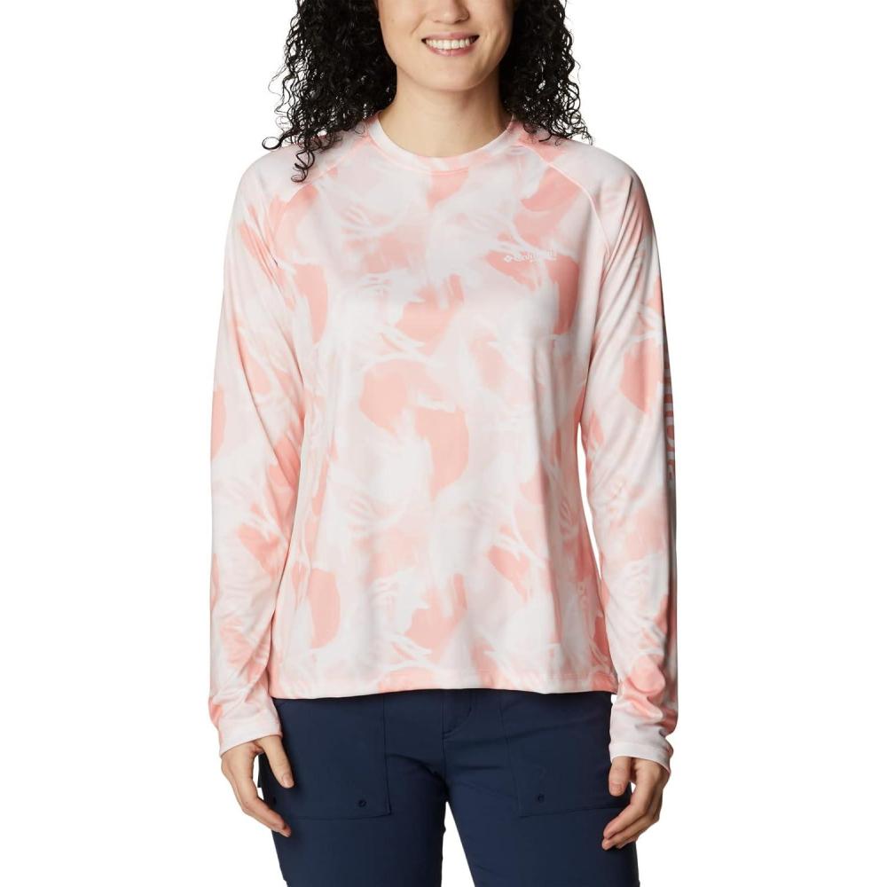 imageColumbia womens Super Tidal Tee Long SleeveTiki PinkAuroras Print