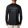 Columbia Mens Super Terminal Tackle PFG Super Fade Long Sleeve(Black/Fish Hooks Super Fade)