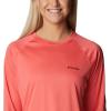 Columbia Womens Fork Stream Long Sleeve Shirt(Blush Pink/White Logo)