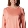 Columbia Womens Fork Stream Long Sleeve Shirt(Coral Reef/White Logo)
