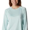 Columbia Womens Fork Stream Long Sleeve Shirt(Icy Morn/White Logo)