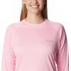 Columbia Womens Fork Stream Long Sleeve Shirt(Wild Rose/Sunset Orange Logo)