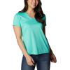 Columbia Womens Hike Short Sleeve V NeckHiking Shirt(Electric Turquoise Heather)