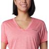 Columbia Womens Hike Short Sleeve V NeckHiking Shirt(Juicy Heather)