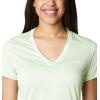 Columbia Womens Hike Short Sleeve V NeckHiking Shirt(Key West/Heather)