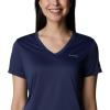 Columbia Womens Hike Short Sleeve V NeckHiking Shirt(Nocturnal)