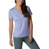 Columbia Womens Hike Short Sleeve V NeckHiking Shirt(Serenity Heather)