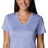 Columbia Womens Hike Short Sleeve V NeckHiking Shirt(Serenity Heather)