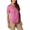 Columbia Womens Hike Short Sleeve V NeckHiking Shirt(Wild Fuchsia Heather)