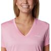 Columbia Womens Hike Short Sleeve V NeckHiking Shirt(Wild Rose Heather)