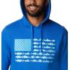 Columbia mens Pfg Fish Flag II Hoodie(Blue Macaw/Gulf Stream Usa)