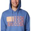Columbia mens Pfg Fish Flag II Hoodie(Bluebell/Faded Peach Usa)