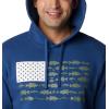Columbia mens Pfg Fish Flag II Hoodie(Carbon/Cypress Bass Lures)