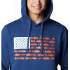 Columbia mens Pfg Fish Flag II Hoodie(Carbon/Island Orange Trout Flies)
