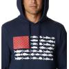 Columbia mens Pfg Fish Flag II Hoodie(Collegiate Navy/White Usa)