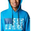 Columbia mens Pfg Fish Flag II Hoodie(Compass Blue/White Offshore Fish)