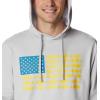 Columbia mens Pfg Fish Flag II Hoodie(Cool Grey/Deep Marine Inshore Fish)