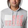 Columbia mens Pfg Fish Flag II Hoodie(Cool Grey/Salmon Offshore Fish)