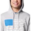 Columbia mens Pfg Fish Flag II Hoodie(Cool Grey/Vivid Blue Usa)