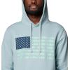 Columbia mens Pfg Fish Flag II Hoodie(Crushed Blue/Mint Cay Inshore Slam)