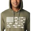 Columbia mens Pfg Fish Flag II Hoodie(Cypress/Cool Grey Bass Lures)