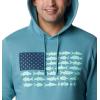 Columbia mens Pfg Fish Flag II Hoodie(Tranquil Teal/Mint Cay Inshore Fish)