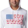 Columbia mens Pfg Fish Flag II Hoodie(White/Sunset Red Midatlantic Fish)