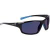 Columbia mens Slick Creek Rectangular Sunglasses(Shiny Black & Blue/Blue Mirror)