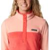 Columbia womens Benton Springs 1/2 Snap Pullover(Red Hibiscus/Coral Reef)