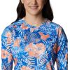 Columbia womens Super Tidal Tee Long Sleeve(Harbor Blue Batik Floral Print)