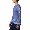Columbia womens Super Tidal Tee Long Sleeve(Stormy Blue Wild Stripes Print)