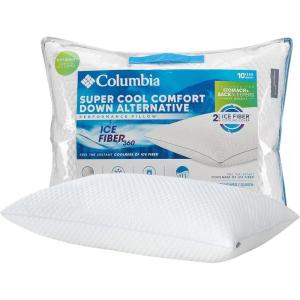 Columbia Comfort Ice Fiber Side Sleeper Down Alternative Bed Pillow with Polyester Fiberfill, Supportive Cooling Double Sided Breathable Cover (Back & Stomach Sleeper, Standard/Queen (Pack of 1))(Back & Stomach Sleeper)