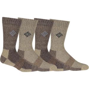 Columbia Men’s 4 Pack Mositure Control Crew Socks(Brown/Khaki)