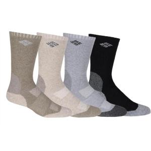 Columbia Men’s 4 Pack Wool Crew Socks(Brown/Khaki/Char/Black)