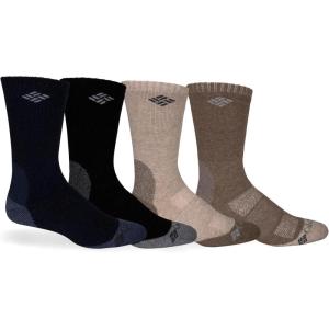 Columbia Men’s 4 Pack Wool Crew Socks(Navy/Black/Brown/Khaki)