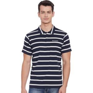 Columbia Mens Columbia Hike™ PoloHiking Shirt(Collegiate Navy/White Stripe)