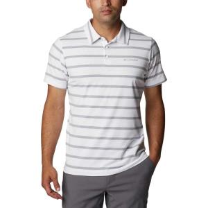 Columbia Mens Columbia Hike™ PoloHiking Shirt(White/Columbia Grey Stripe)
