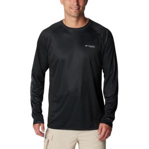 Columbia Mens Super Terminal Tackle PFG Super Fade Long Sleeve(Black/Fish Hooks Super Fade)