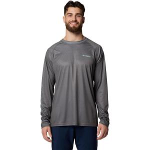 Columbia Mens Super Terminal Tackle PFG Super Fade Long Sleeve(City Grey/Fish Hooks Super Fade Salt)